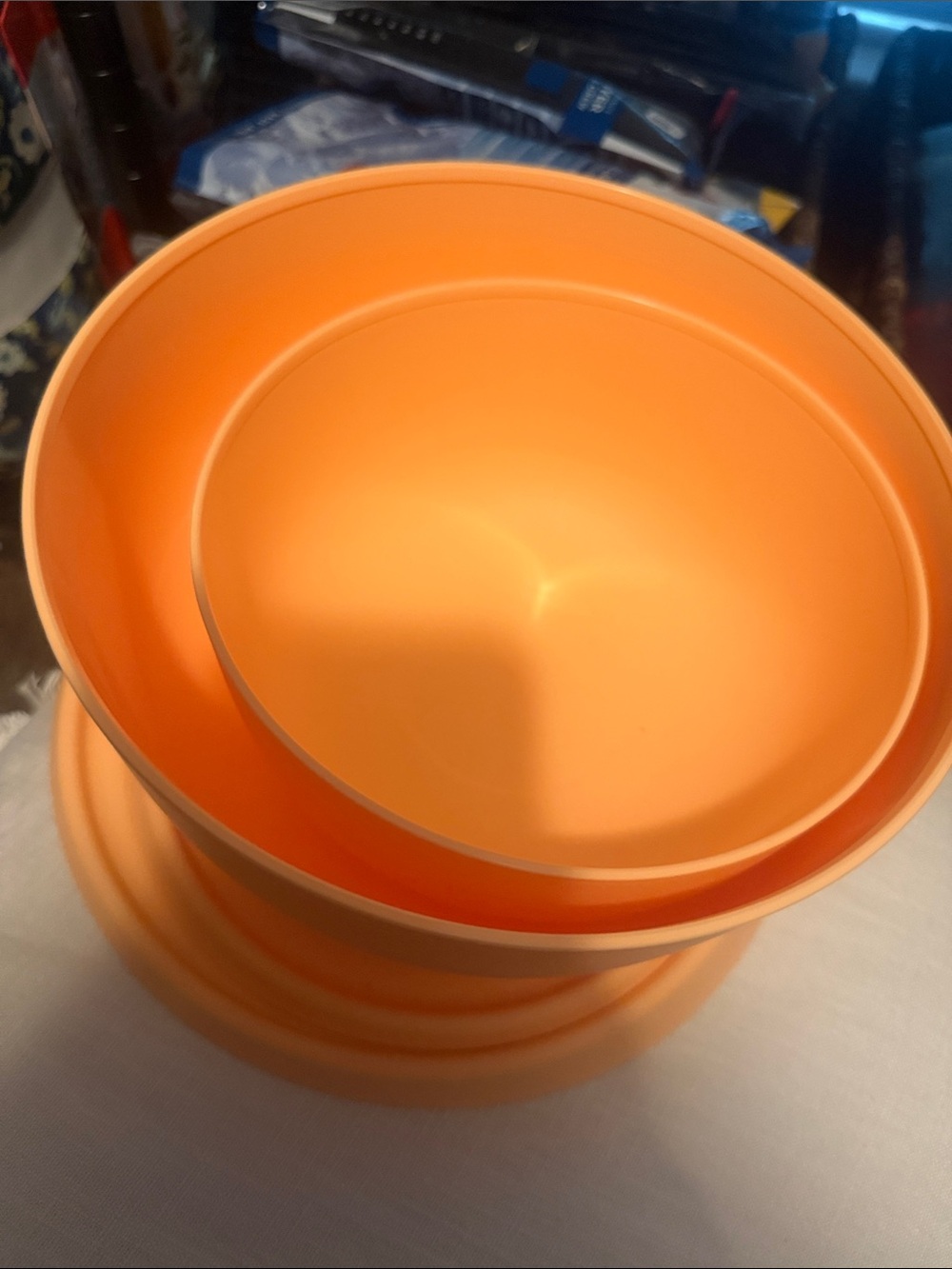 Bright Orange Tupperware Bowl Set